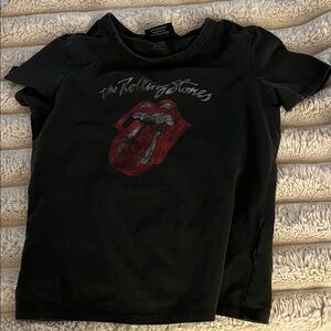 The Rolling Stones Black Kids Tee with Red Tongue Graphic
